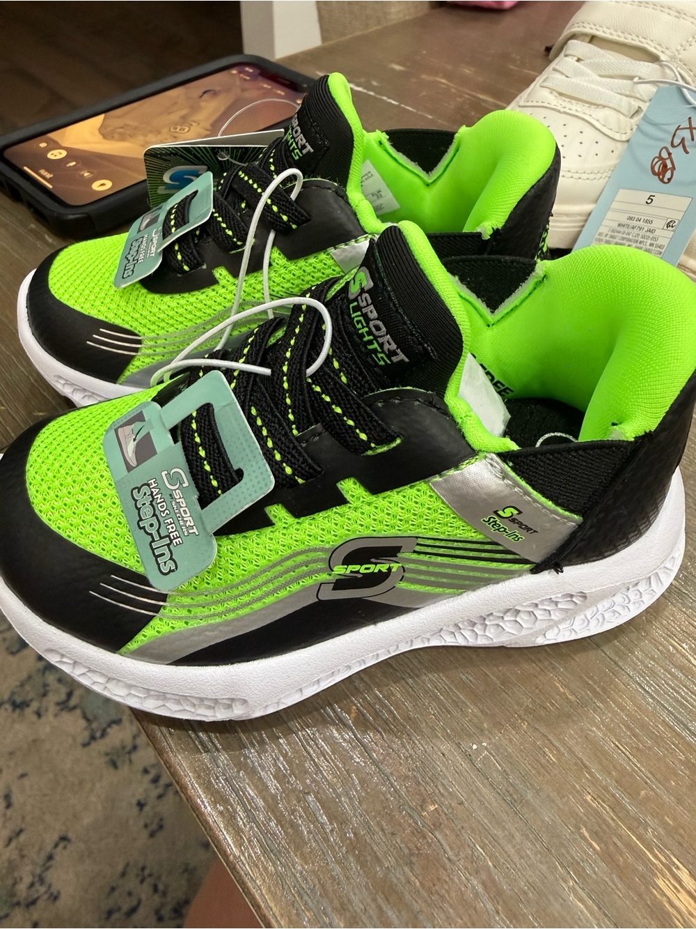 Skechers Kids Neon Green and Black Sport Sneakers
